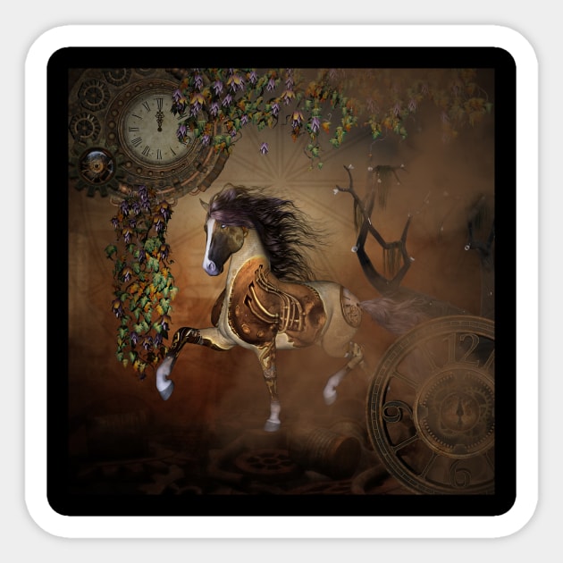 Beautiful steampunk horse with cloack and gears Sticker by Nicky2342
